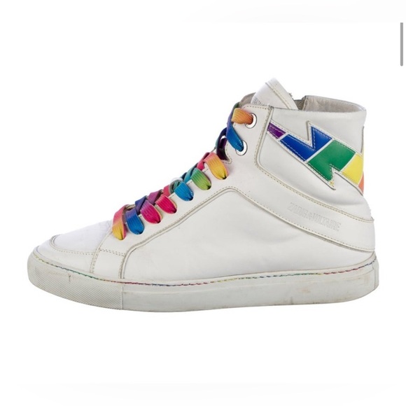 Zadig & Voltaire Other - Zadig & Voltaire White Sneakers with Rainbow Accents Size 9